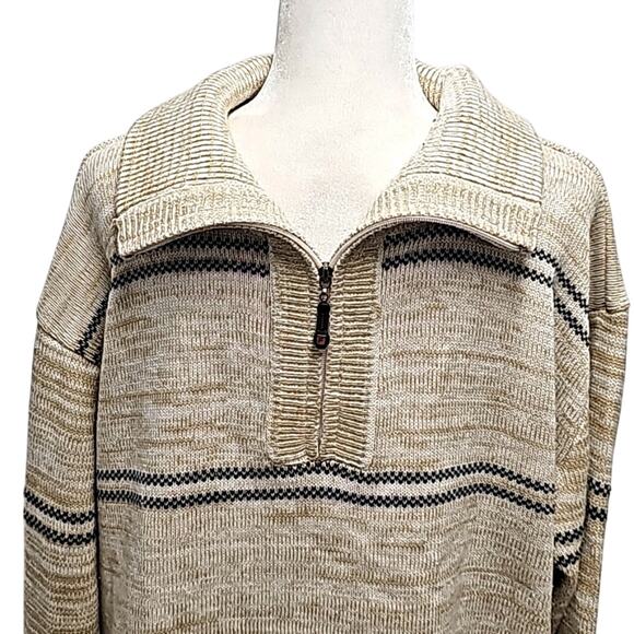 PRONTI Collection By Phita Mens 1/4 Zip Turtle Neck Tan & Black Sweater Size 3X - Picture 4 of 8